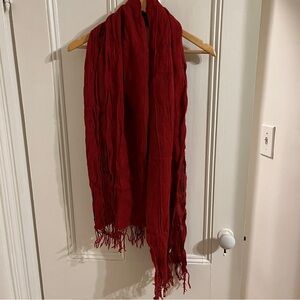 Elegant Red Scarf with Fringe
